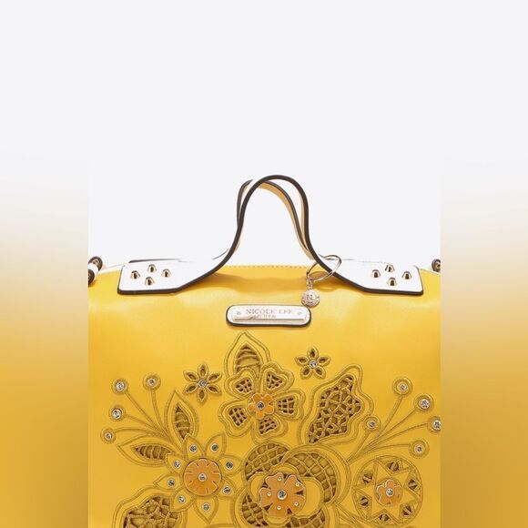 Nicole Lee USA Evolve Vegan Leather Handbag with Lazer Cut Flowers Floral - Picture 11 of 16